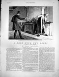 Old Antique Print Door WithLocks Herr Zschokke Man Night Clothes 1880