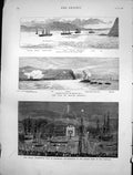 Antique Old Print War South America French Presidential Visit Cherbourg 1880