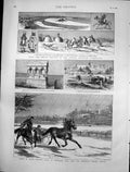 Antique Old Print Grace Darlings Monument Bamborough Winter Russia Races 1884