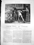 Antique Print From Post To Finish Elliston Received Punch Sent Reeling 1884