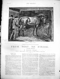 Antique Old Print From Post To Finish Poor Dancer Horse Grin Satisfaction1884