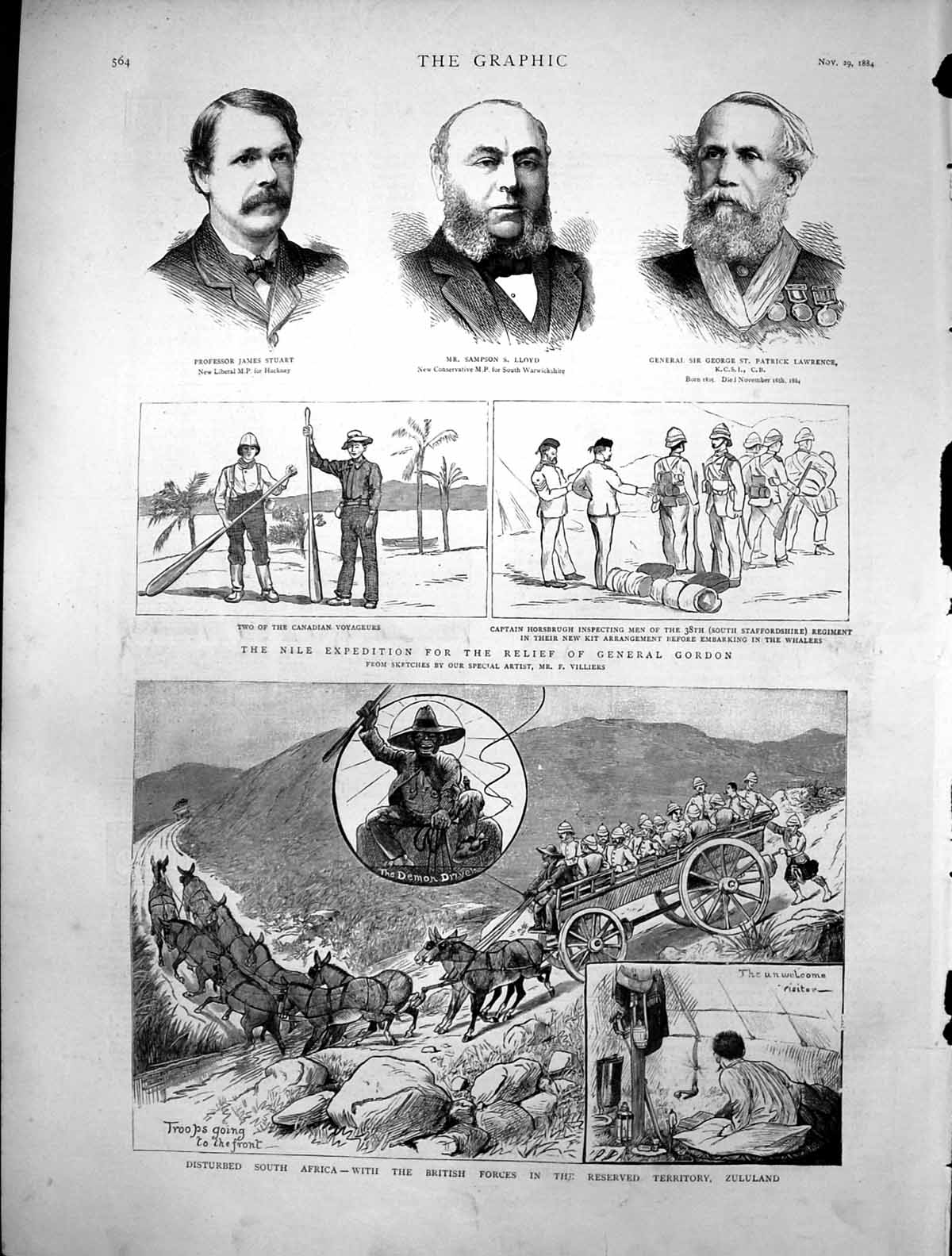 Old Print Nile Expedition Relief Gen Gordon British Forces Zululand 1884 19th