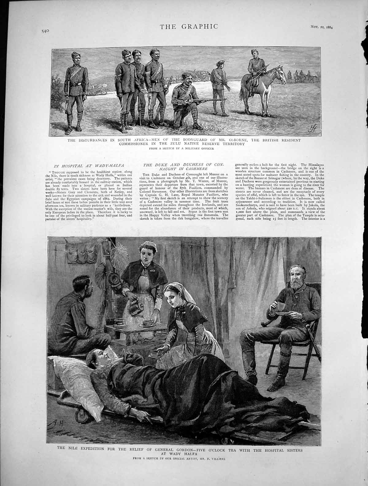 Antique Print Bodyguard Mr Osborne Zululand Hospital Sisters Wady Halfa1884