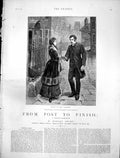 Antique Print From Post To Finish John Thorndyke Miss Rockingham Door 1884 19th