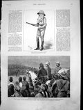 Antique Old Print Nile Expedition Officer Uniform Mudir Review Troops 1884 19th