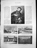 Antique Old Print Hans Makart Austrian Painter Burning Castle Copenhagen 1884