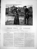 Antique Old Print From Post To Finish Julys Good Morning Miss Rockingham 1884