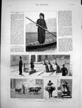 Old Print Street Buenos Ayres Argentine John Kazis Boatman Fans Cows1884 19th
