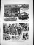 Old Print Greely Arctic Expedition Bodies Homeward China Troop Ship 1884 19th