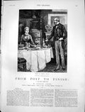 Old Print From Post To Finish Ellistons At Home Always Want Cheques 1884 19th