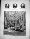 Antique Print Dining Room Alnwick Castle Earl Percy Duke Northumberland1884