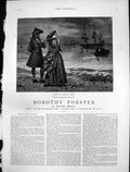 Antique Old Print Dorothy Forster Charles Green Couple Shore Watch Ships 1884
