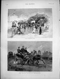 Antique Old Print Racing Season Newmarket Preliminary Canter Frequenters 1890