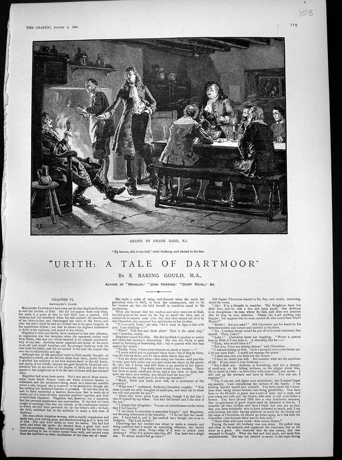 Antique Print Urith Tale Dartmoor Frank Dadd Anthony Bad Started Feet 1890 19th