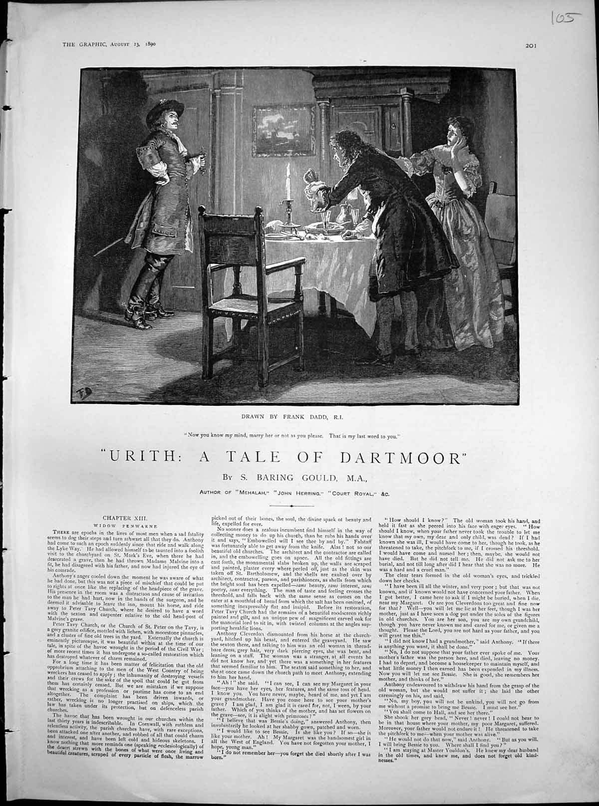 Antique Old Print Urith Tale Dartmoor Frank Dadd Man Tells Marry Her Not 1890