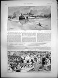 Antique Old Print Sir Baldwin Griffith GCoast Boat Race Canada N S Wales 1890