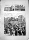 Old Antique Print Hotel Metropole Brighton Grenadier Guards Bermuda 1890 19th