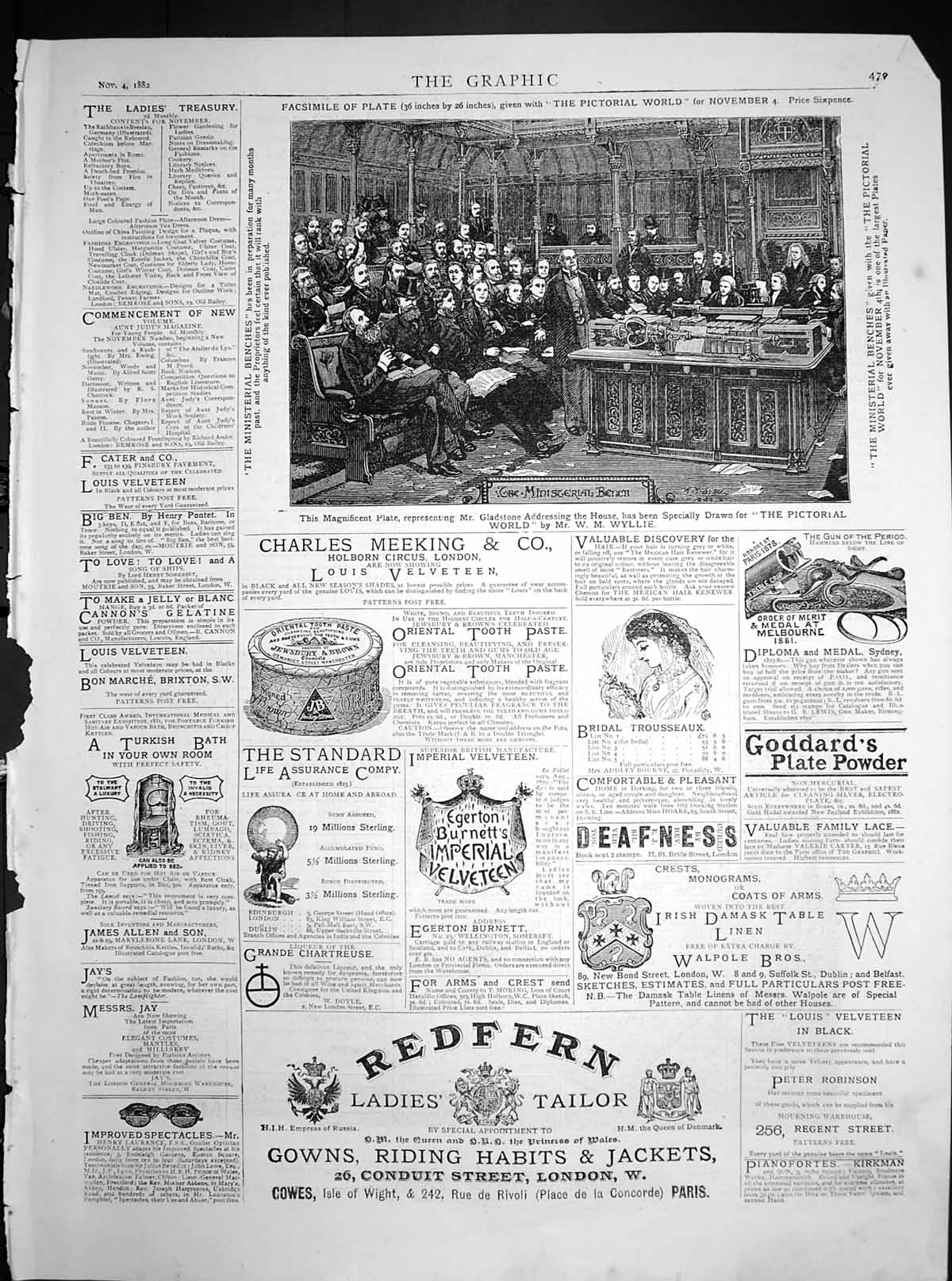 Antique Print Magnificent Plate Representing Mr Gladstone Address House1882