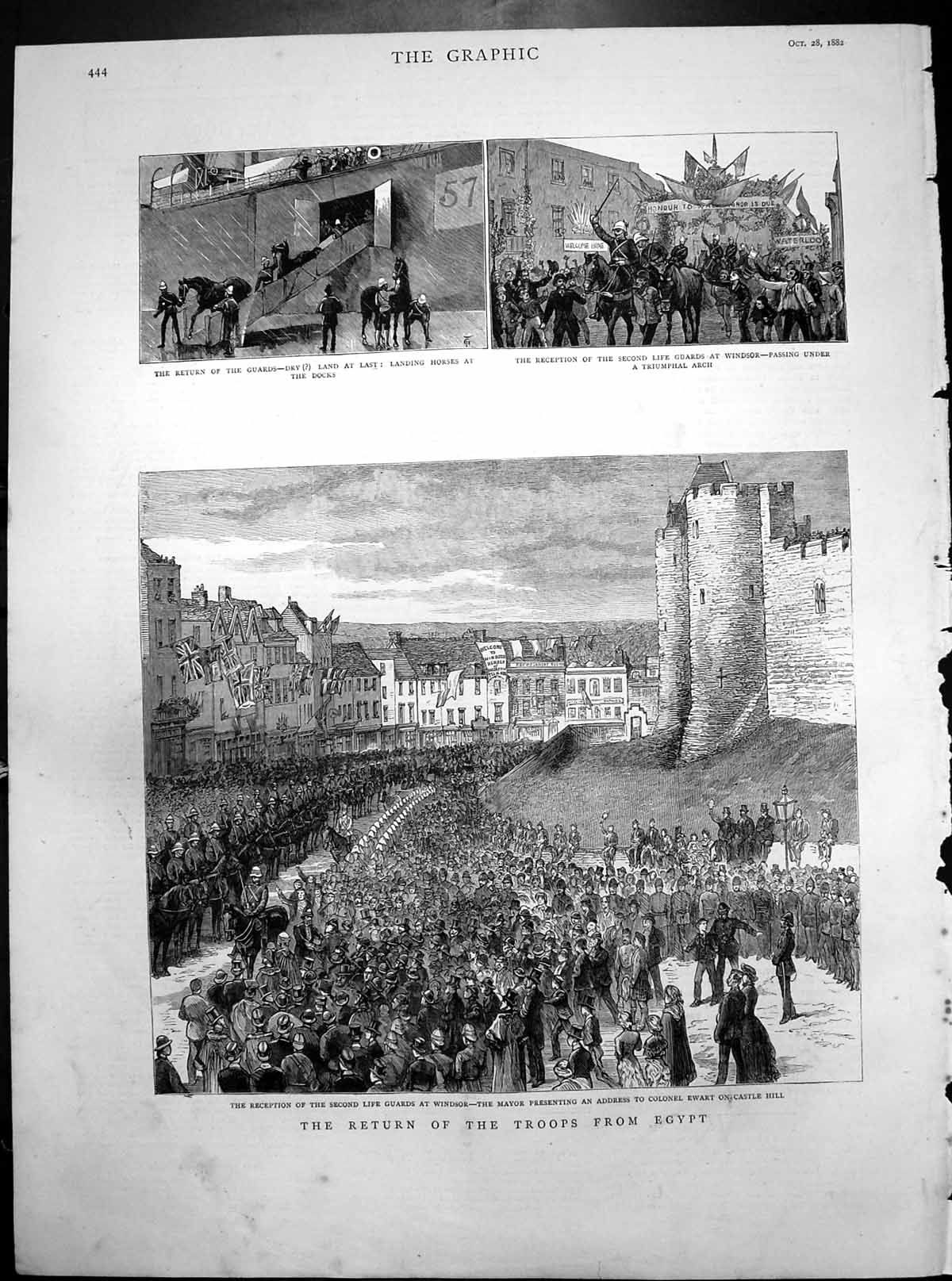 Antique Print Return Troops Egypt Life Guards Windsor Col Ewart Mayor 1882 19th