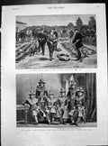 Antique Print Embassy King Burmah Viceroy India Shooting Counting Bag 1882 19th