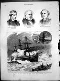 Antique Old Print Wreck Hms Phoenix Prince Edward Islands Rev G Connor 1882