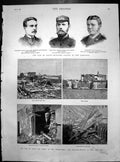 Antique Old Print War Egypt Effect Bombardment Alexandria Forts Pharos 1882