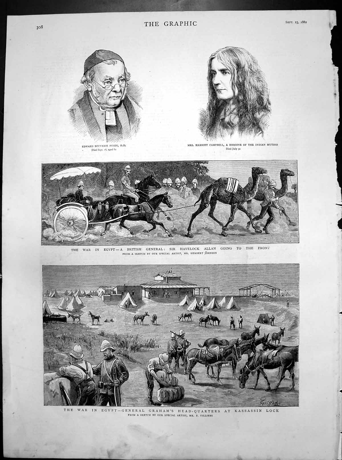 Antique Print War Egypt Havelock Allan Front Gen Graham Kassassin Rock 1882