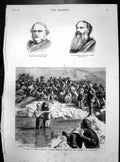 Antique Old Print Baptism North American Indians Mormons Thomas Wells 1882 19th