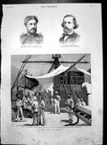 Old Antique Print War Egypt Steamer Ancona Suez Canal Herbert Ribton 1882 19th