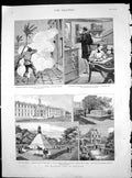 Antique Print Alexandria Telephone Hms Helicon Mariette Fete Boulogne 1882 19th