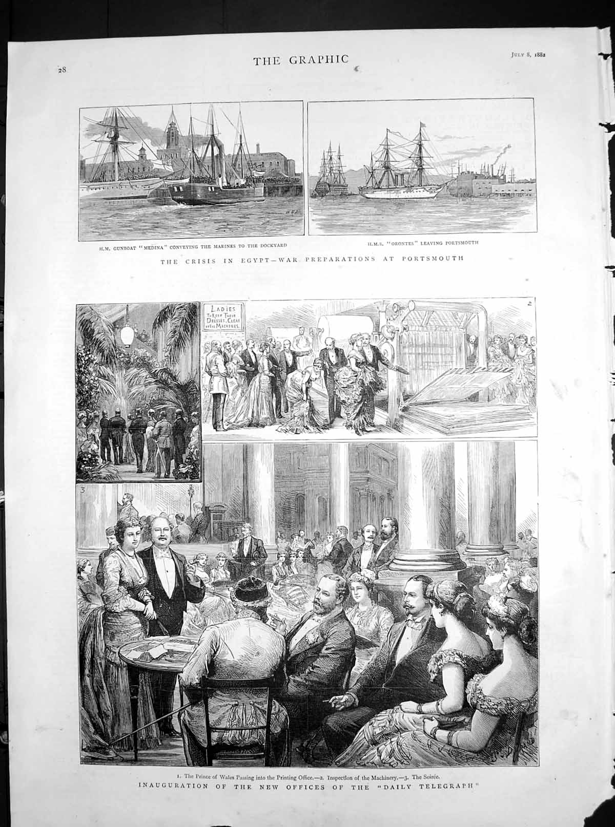 Antique Print Medina Orontes Portsmouth Egypt Offices Daily Telegraph 1882 19th