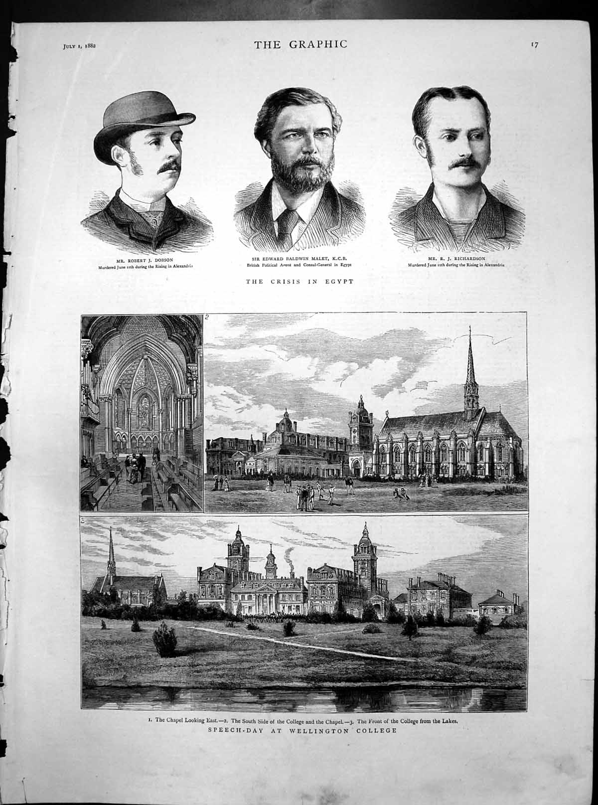 Antique Print Speech Day Wellington College Edward Malet Robert Dobson1882 19th