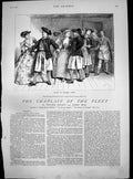 Old Print Chaplain Fleet Charles Green Party Men Women Noisily Room 1882 19th