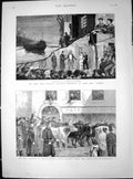 Antique Old Print Theatricals Hms Rainbow Land Agitation Ireland Cattle 1880
