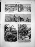 Antique Old Print Adelaide Jubilee Exhibition Campaigning Upper Burma 1886 19th