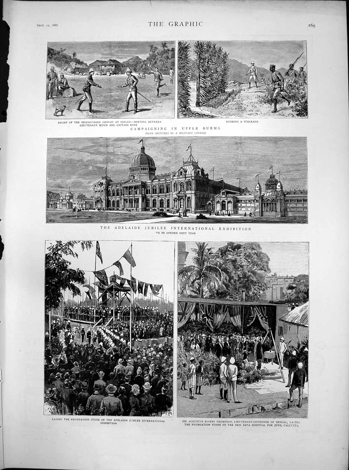 Antique Old Print Adelaide Jubilee Exhibition Campaigning Upper Burma 1886 19th