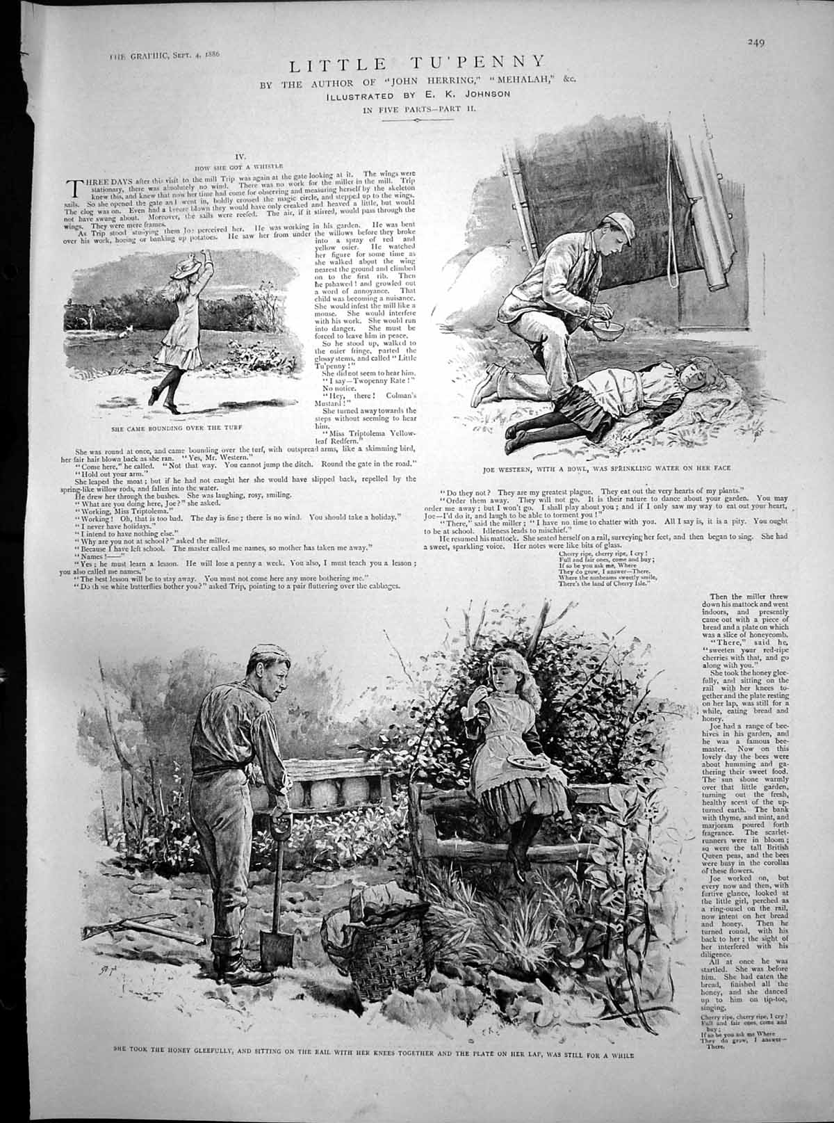 Antique Print Little Tu'Penny Ek Johnson Joe Western Water Girls Face 1886 19th