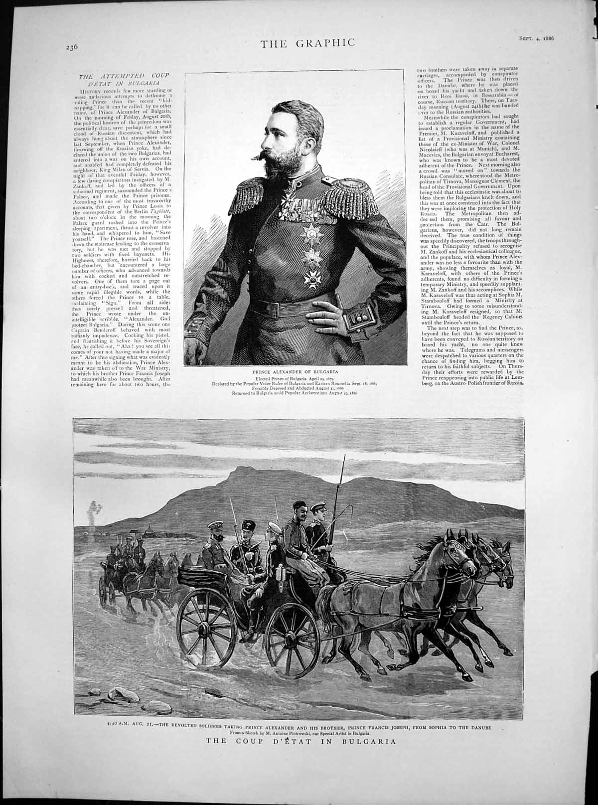 Old Coup D'Etat Bulgaria Prince Alexander Prince Francis Joseph 1886 Victorian