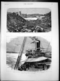Old Print New Lake Crater Kilauea Hawaii Steamship Mexican Isle Wight1886 19th