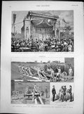 Old Print Cafe Chantant Albert Palace National Artillery Shoeburyness1886 19th