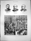 Old Print Colonial Indian Visitors Canterbury Gen Boulanger J Knight 1886 19th