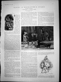 Old Print Elfie Barristers Story C Green White Horses Girl Deer Skin 1886 19th