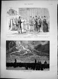 Antique Print Wing Queen Charlottes Hospital Fireworks Crystal Palace 1886 19th