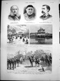 Antique Old Print Impending War France China Crown Prince Germany Spain 1883