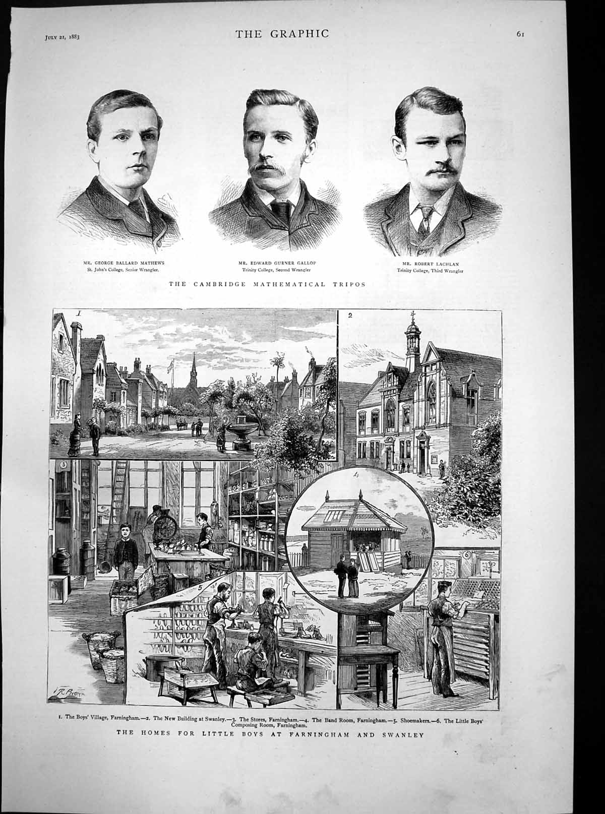 Antique Old Print Cambridge Maths Tripos Homes Little Boys Farningham 1883 19th