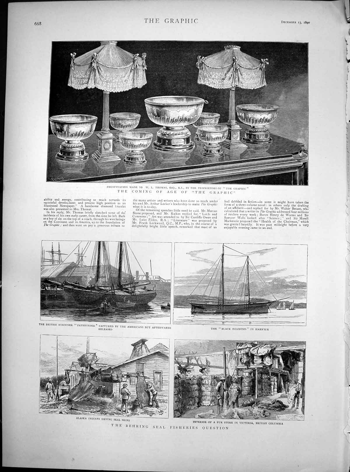 Antique Old Print Coming Age Graphic Behring Seal Fisheries Pathfinder 1890
