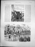 Antique Old Print Shooting West Africa Mangrove Swamp Caught Flirting 1890 19th