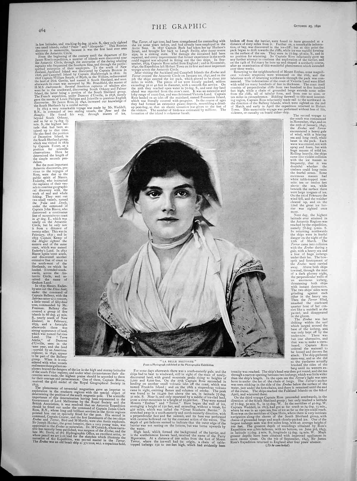 Antique Old Print La Belle Bretonne Photographic Exhibition Woman Cap 1890 19th