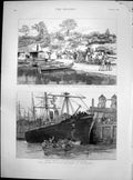 Antique Print Pilcomayo Expedition South America Strike Melbourne Docks1890