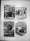 Antique Old Print Launching La Sardegna Spezia Coronation African Chief 1890